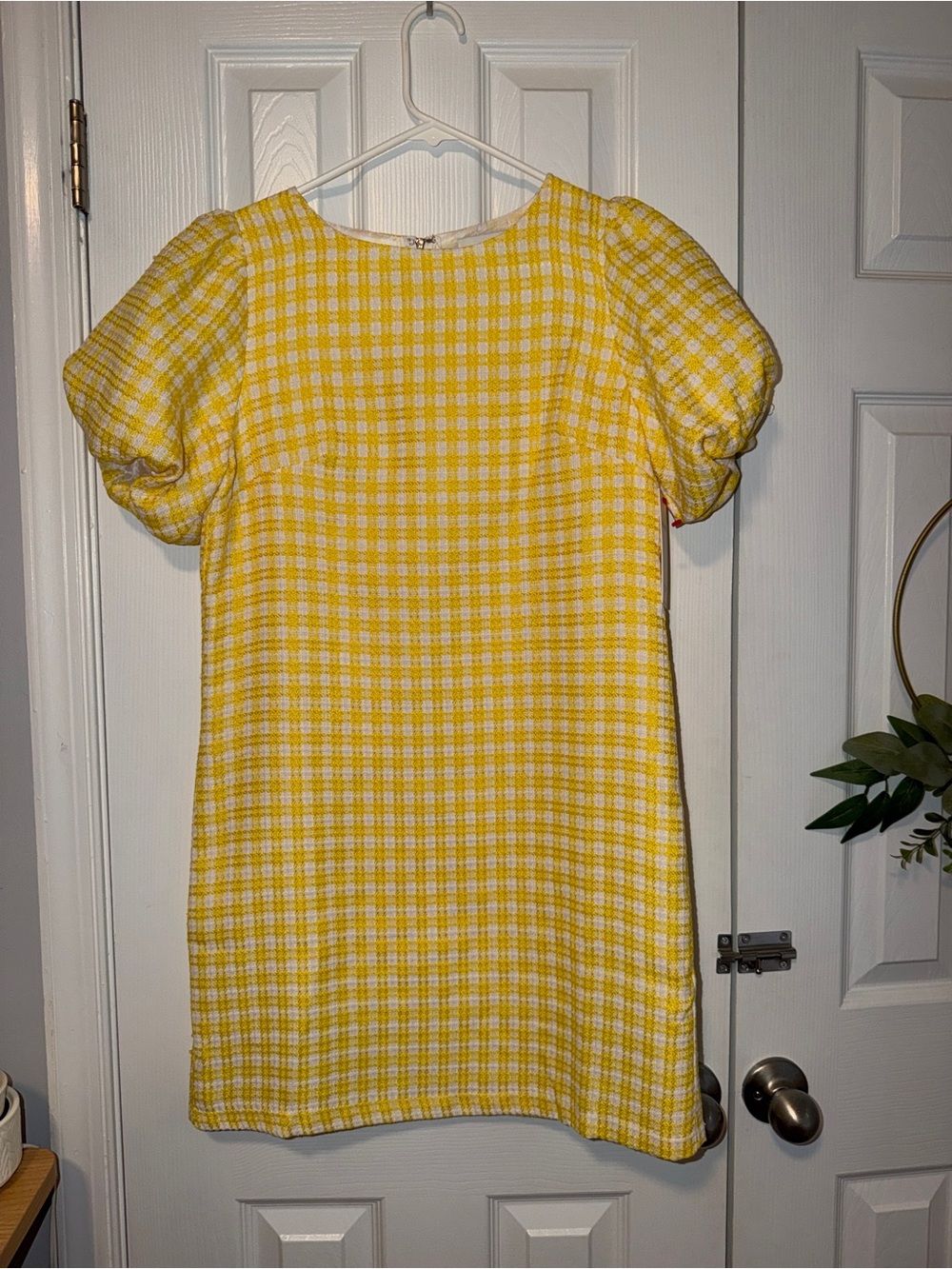 Red Dress Boutique Yellow Gingham Puff-Sleeve Shift Dress